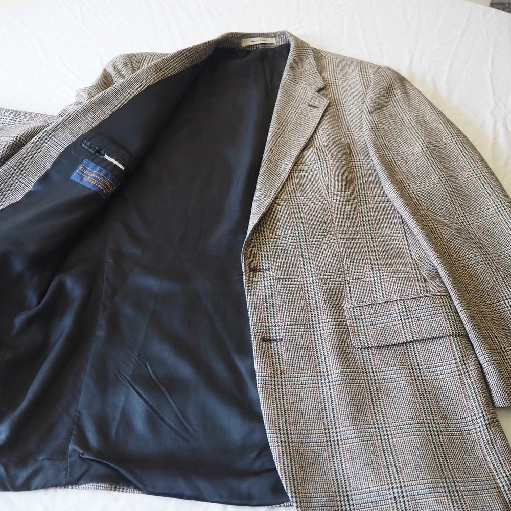 Vintage Polo University Club Ralph Lauren Glen Plaid Sports Coat 42 L* Silk Wool
